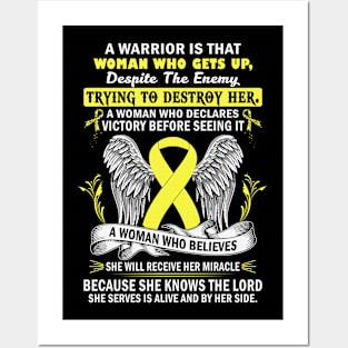 Woman Who Believes She Will Receice Her Miracle Hydrocephalus Awareness Yellow Ribbon Warrior Posters and Art